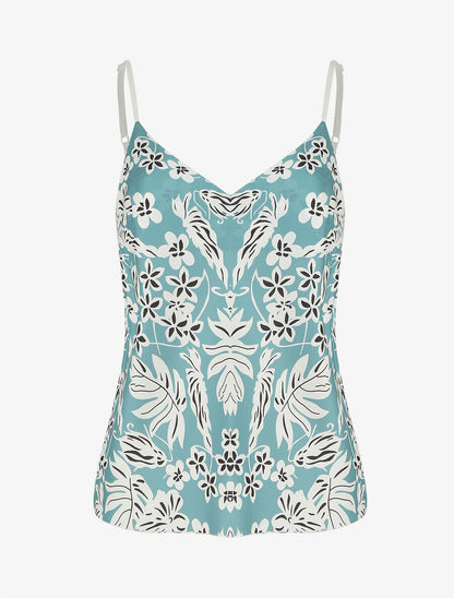 Caraco droit imprimé hawaien - Turquoise - 1