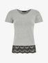T-shirt uni et dentelle - Gris clair - 5