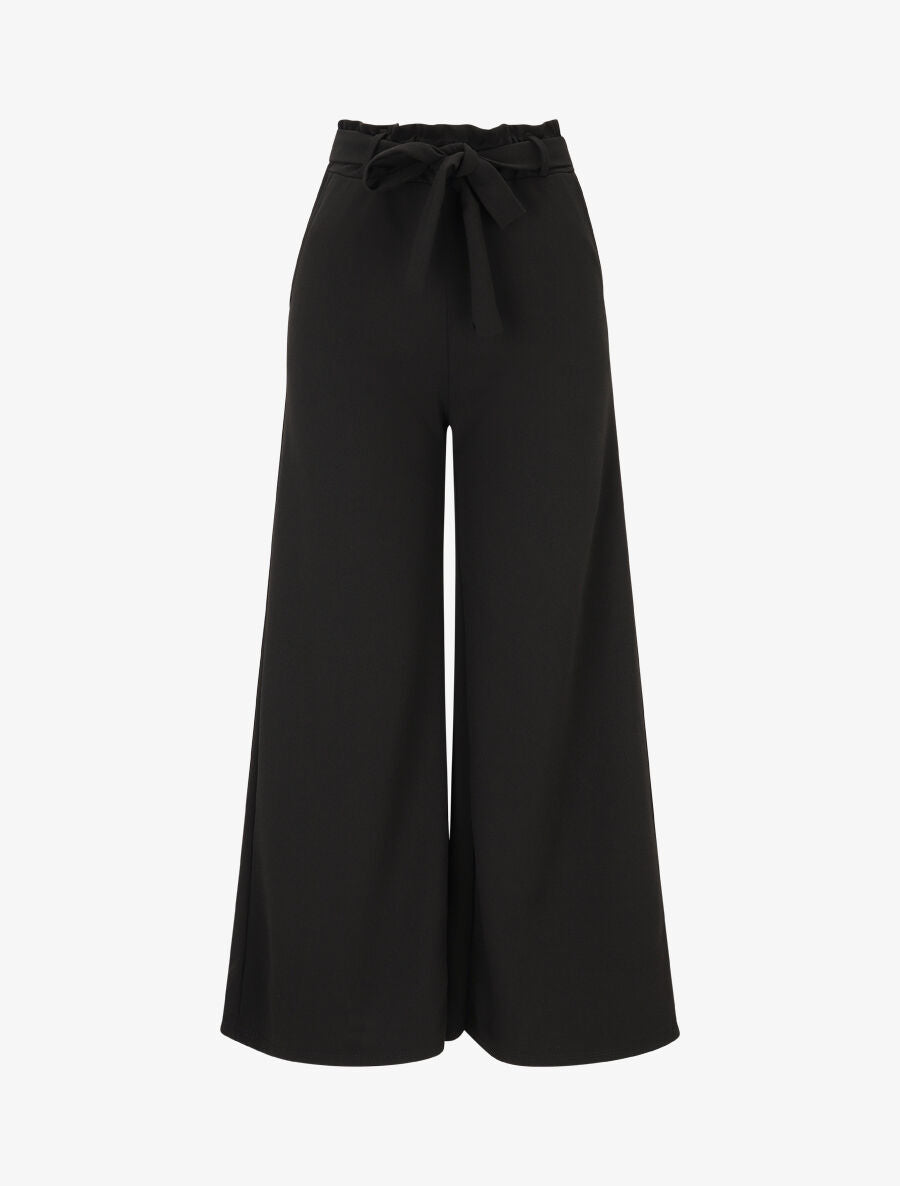 Pantalon uni ample fluide - Noir - 1