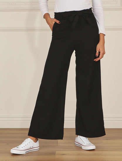 Pantalon uni ample fluide - Noir - 4