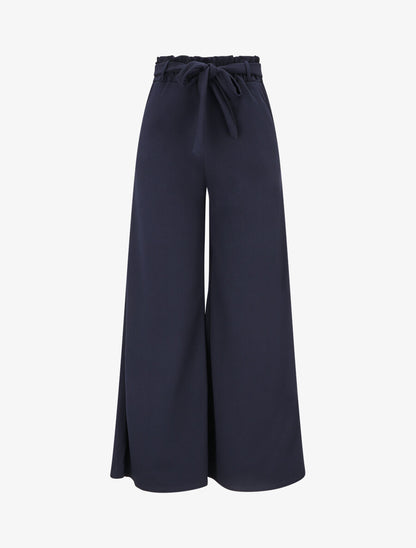 Pantalon uni ample fluide - Marine - 1