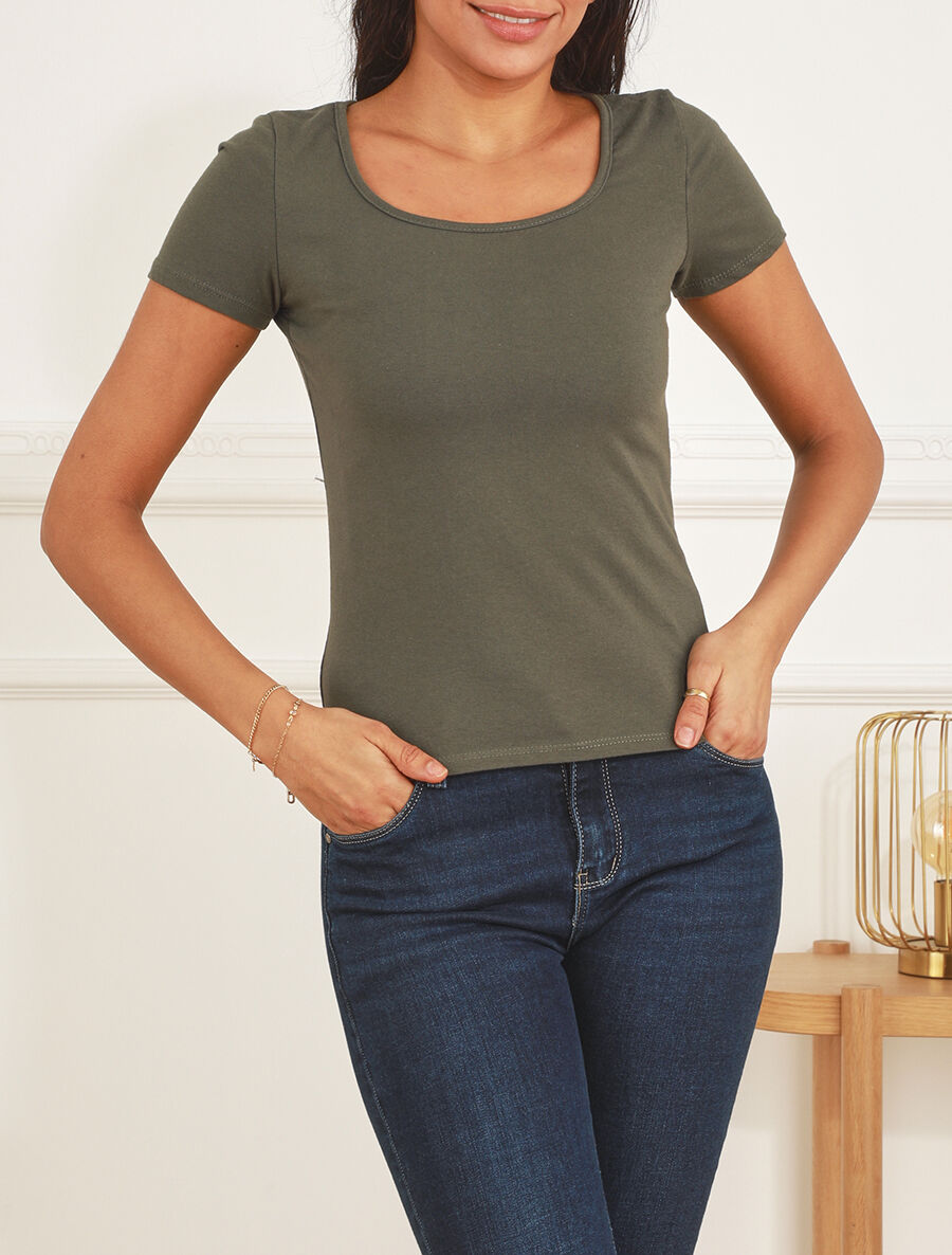 T-shirt uni stretch - Kaki - 4