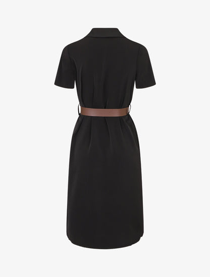 Robe chemise droite unie - Noir - 2