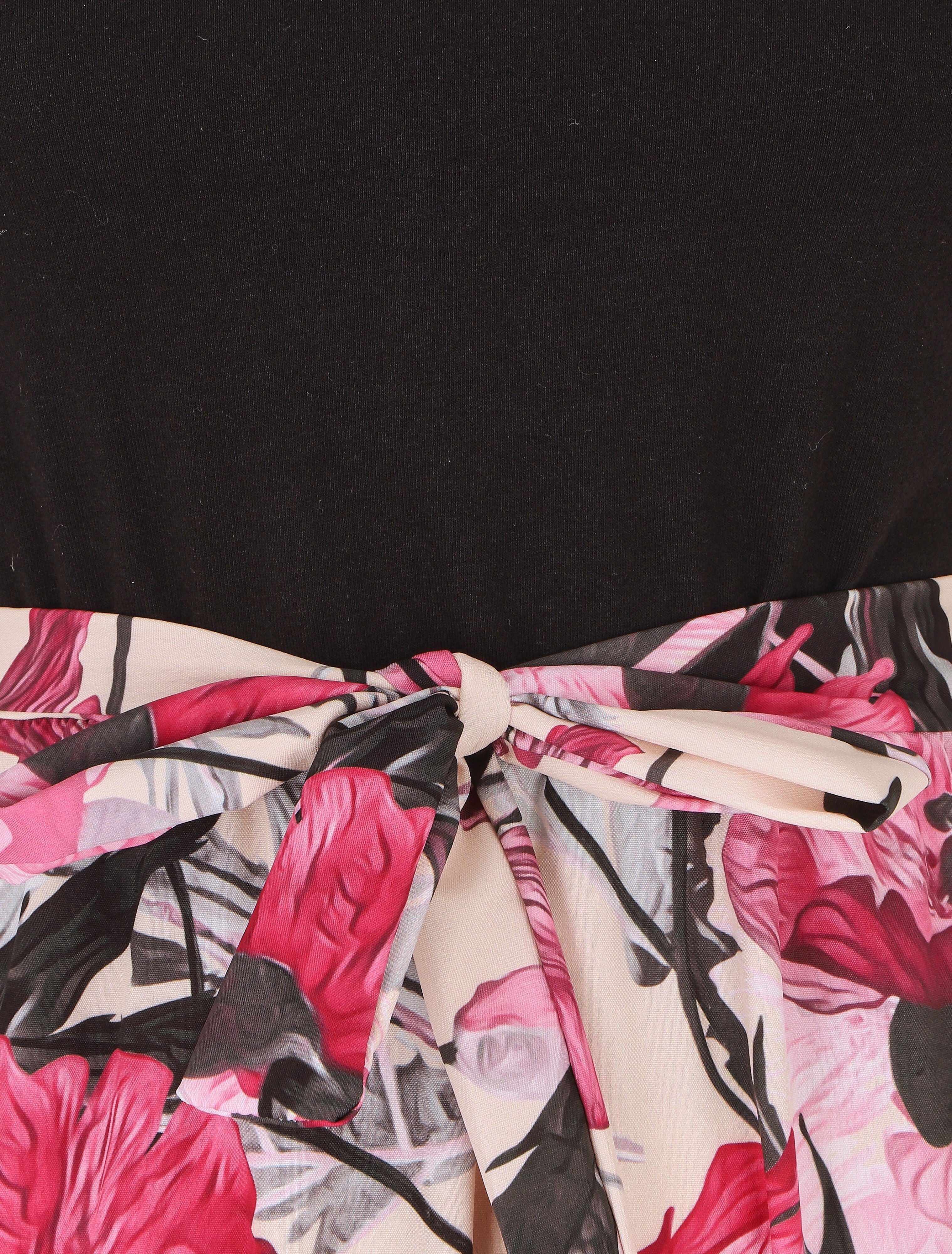 Robe-bi matière imprmé fleuri - Noir - 3