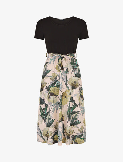 Robe-bi matière imprmé fleuri - Vert - 1
