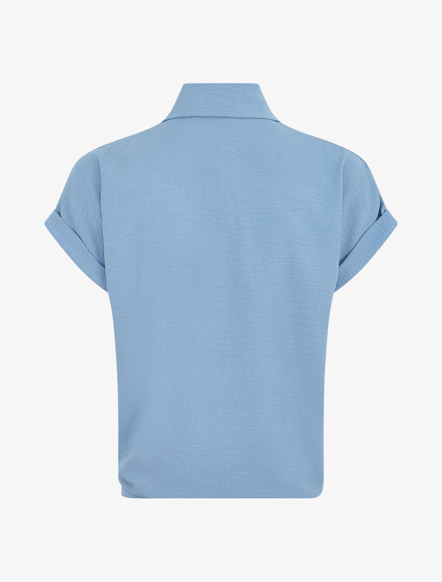 Chemise unie manches courtes à nouer - Bleu - 2