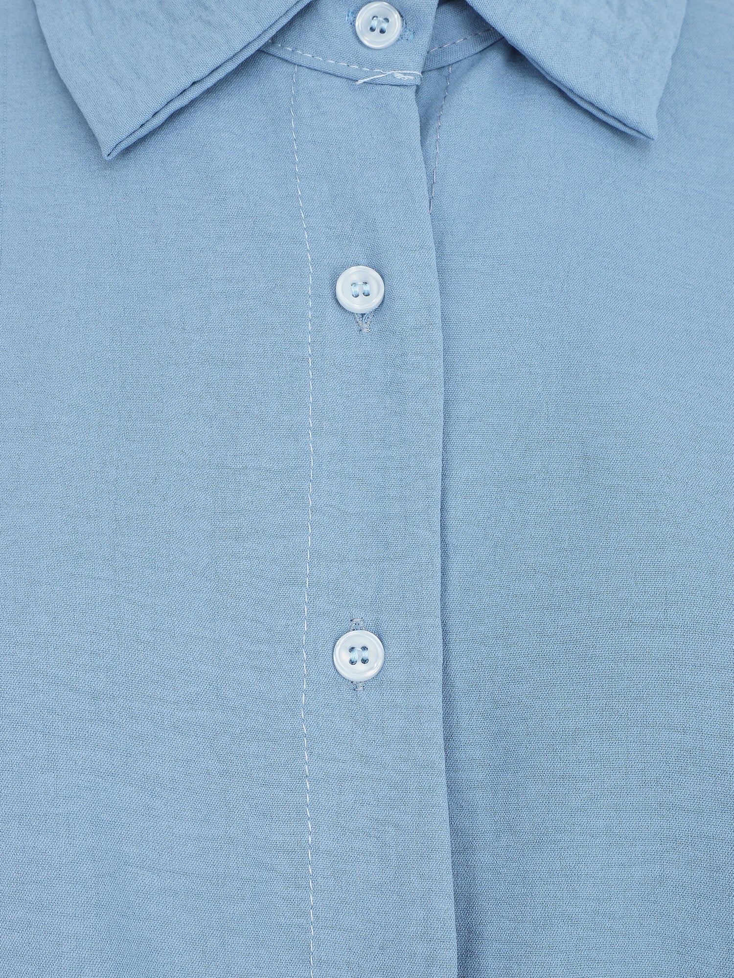 Chemise unie manches courtes à nouer - Bleu - 3