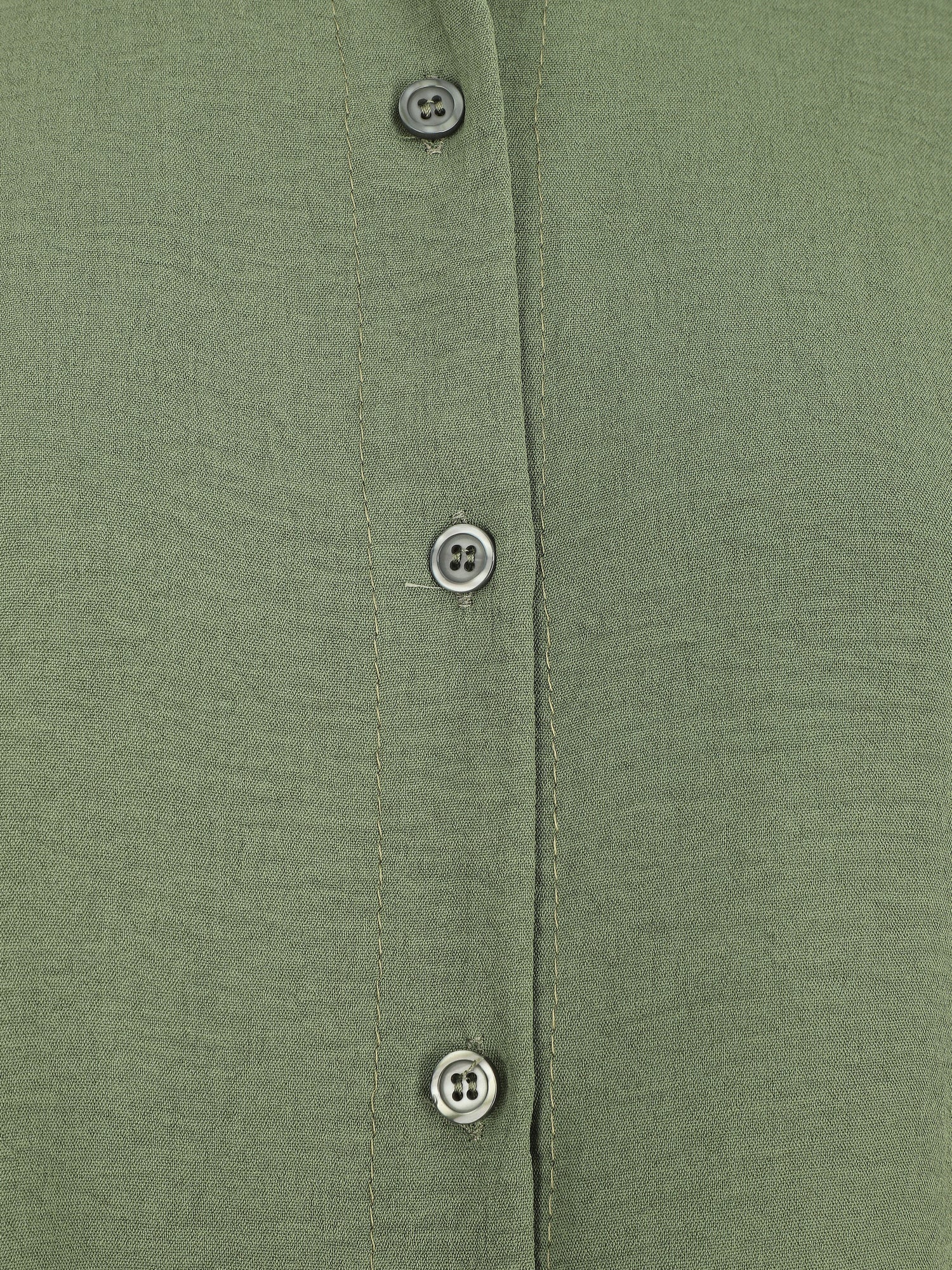Chemise unie manches courtes à nouer - Kaki - 3