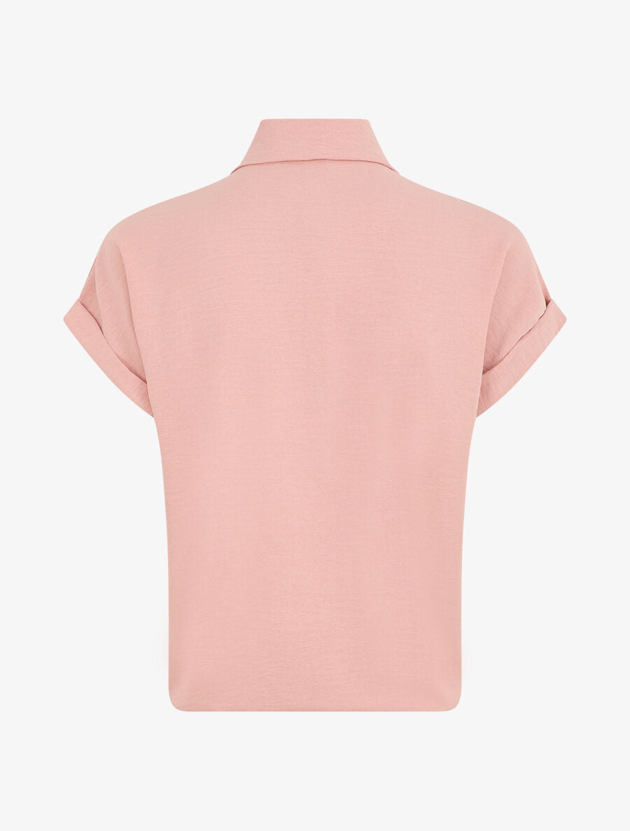 Chemise unie manches courtes à nouer - Rose - 2
