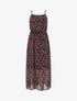 Robe longue fleurie à fines bretelles - Marine - 1
