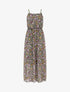 Robe longue fleurie à fines bretelles - Kaki - 1