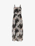 Robe longue imprimé végétal à fines bretelles - Noir/beige - 5