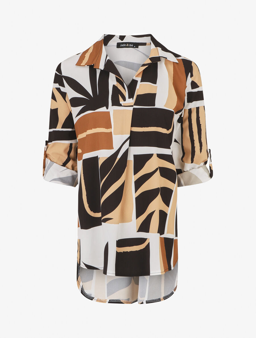Blouse oversize à imprimé graphique - Blanc - 5