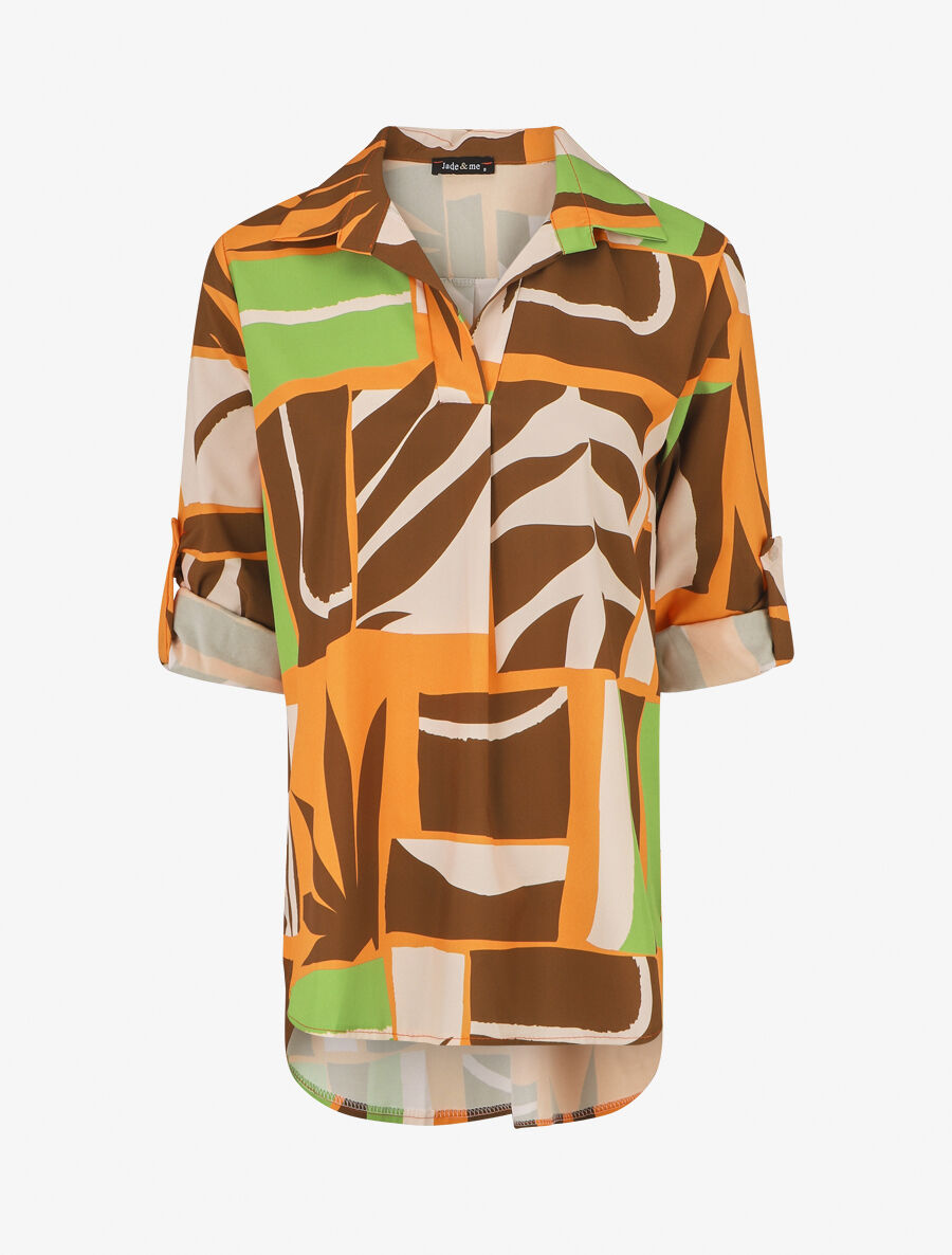 Blouse oversize à imprimé graphique - Orange - 5
