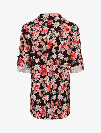 Blouse oversize à imprimé fleuri - Noir - 2