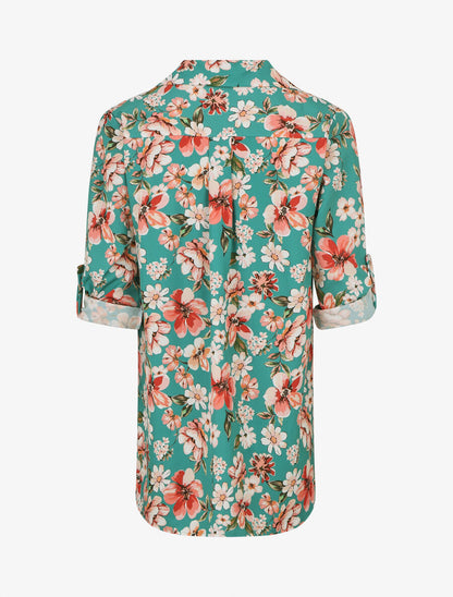 Blouse oversize à imprimé fleuri - Vert - 2