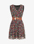 Robe imprimé fleuri à taille élastiquée - Marine - 4