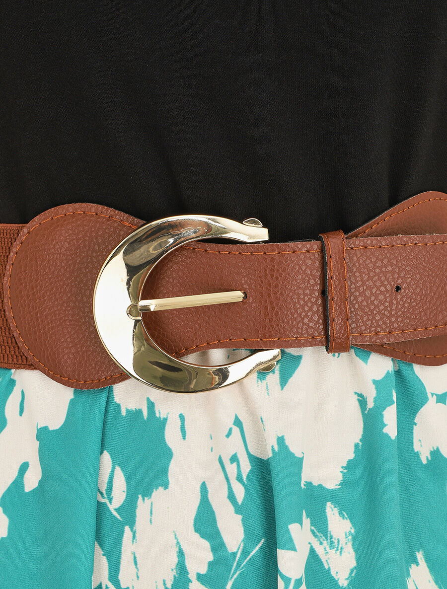 Robe longue sans manches imprimé fleurs - Turquoise - 3