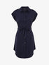 Robe chemise unie manches courtes - Marine - 1