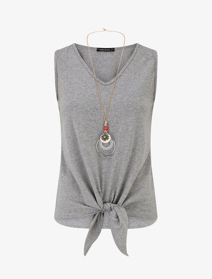 Top uni droit à nouer - Gris - 1