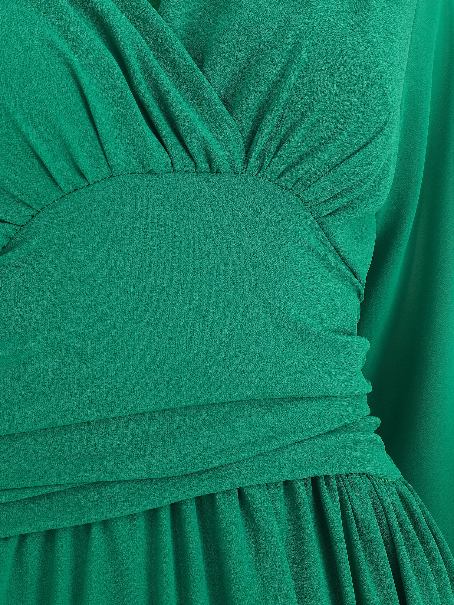 Robe longue élastiquée à col cache-coeur - Vert - 3