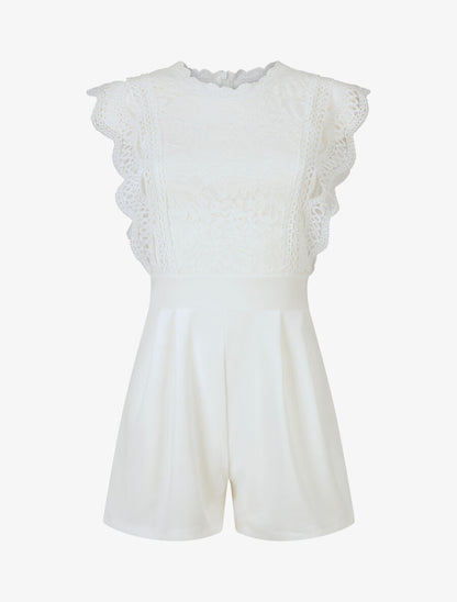 Combishort à buste en dentelle - Blanc - 4