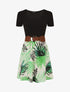 Robe mi-longue à imprimé tropical - Blanc - 1