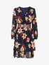 Robe élastiquée à imprimé fleurs - Marine - 1