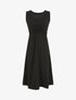 Robe longue unie à col V - Noir - 1