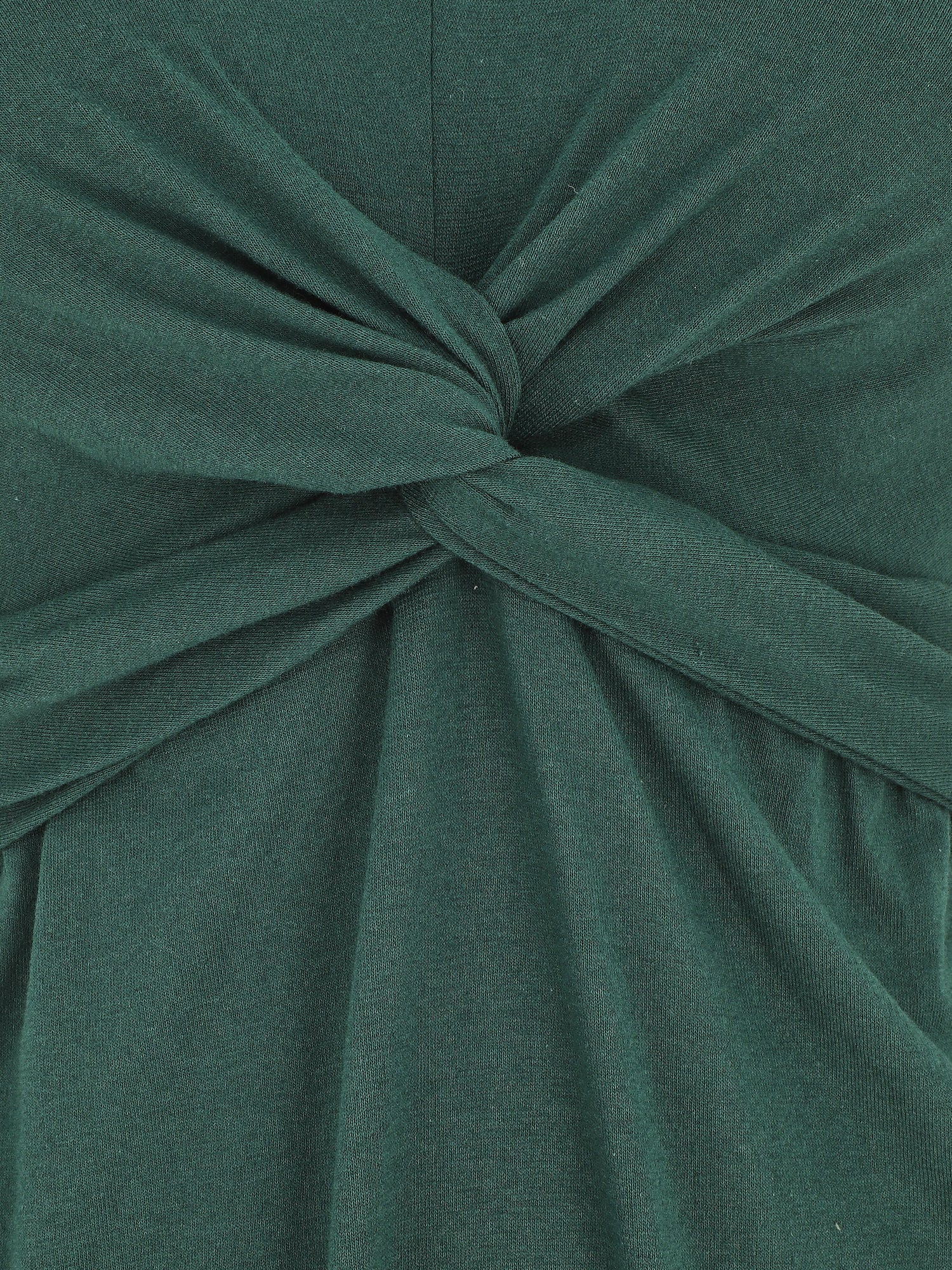 Robe longue unie à col V - Vert sapin - 3