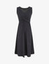 Robe longue unie à col V - Marine - 1