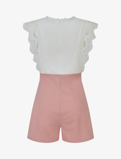 Combishort à buste en dentelle - Rose poudré - 2