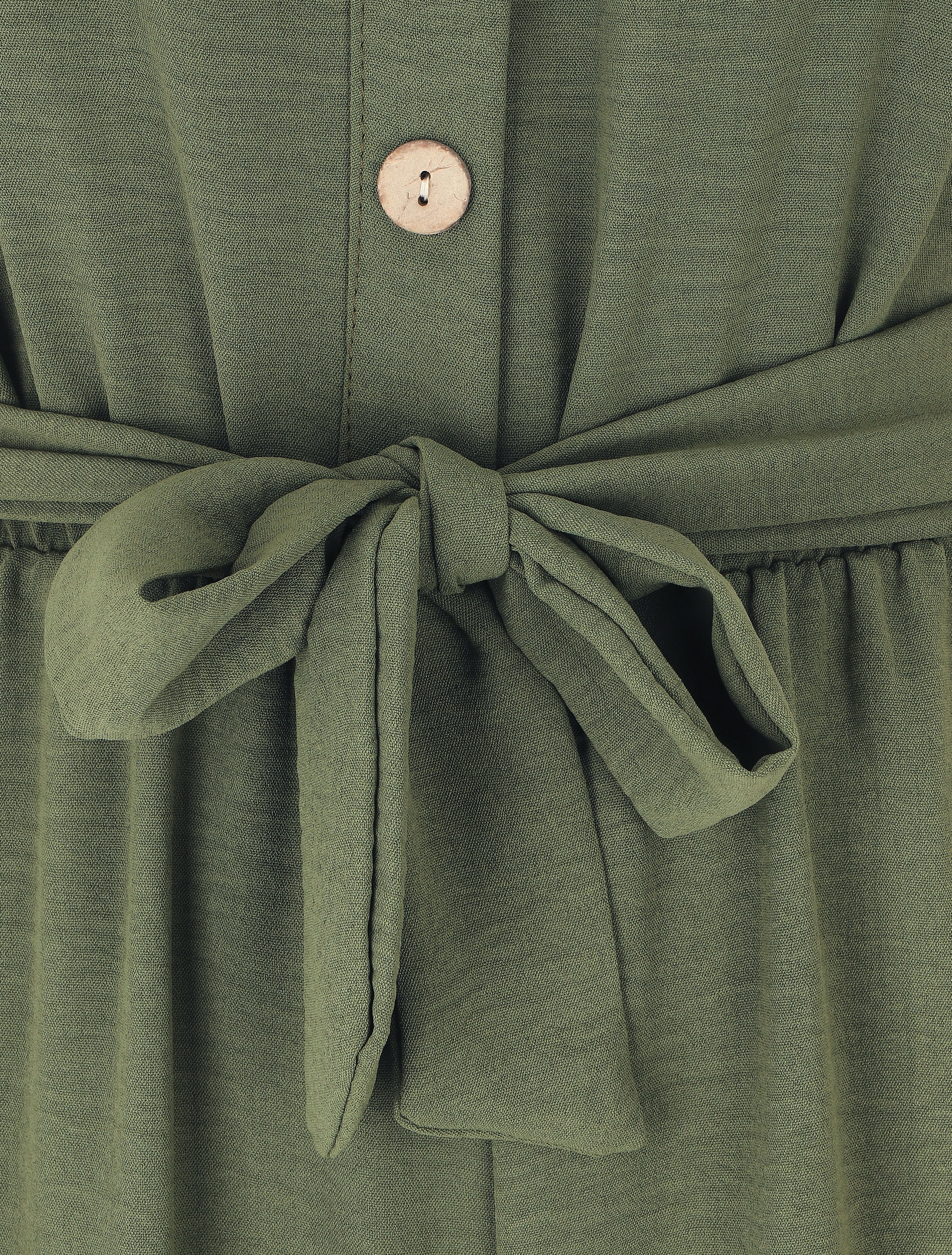 Combinaison unie fluide à taille élastiquée - Kaki - 3
