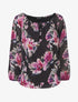 Blouse manches longues imprimé floral - Noir - 1
