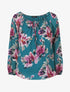 Blouse manches longues imprimé floral - Bleu canard - 4