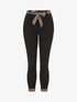 Pantalon slim taille haute à revers motif grec - Noir - 1