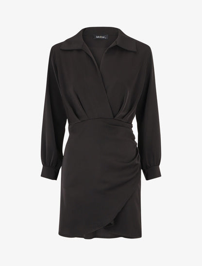 Robe courte élastiquée - Noir - 1