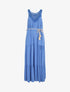 Robe longue bohème sans manches col en crochet - Bleu roi - 1