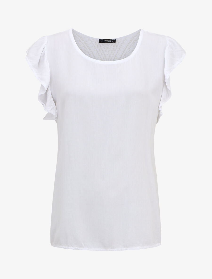 Top sans manches uni dos en crochet - Blanc - 1