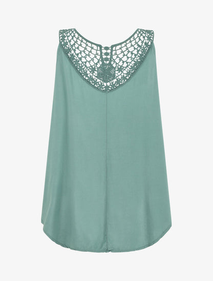 Top uni et broderies au dos - Vert d&