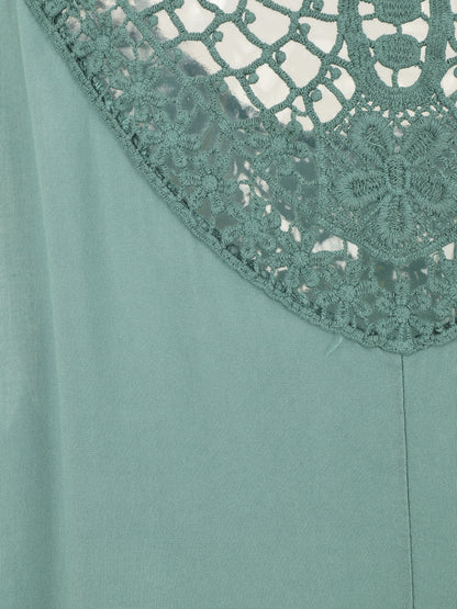 Top uni et broderies au dos - Vert d&