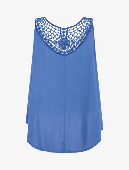 Top uni et broderies au dos - Bleu - 2