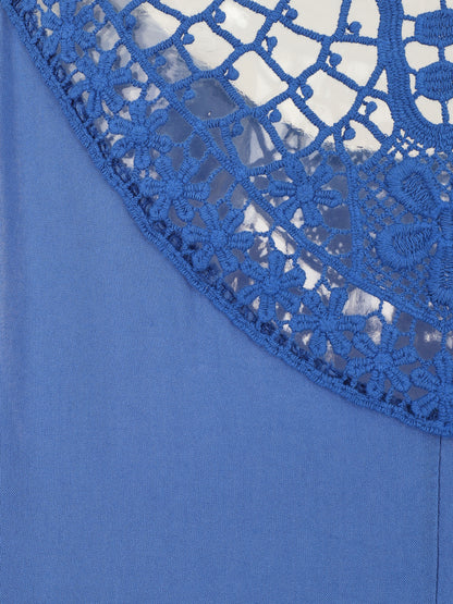 Top uni et broderies au dos - Bleu - 3