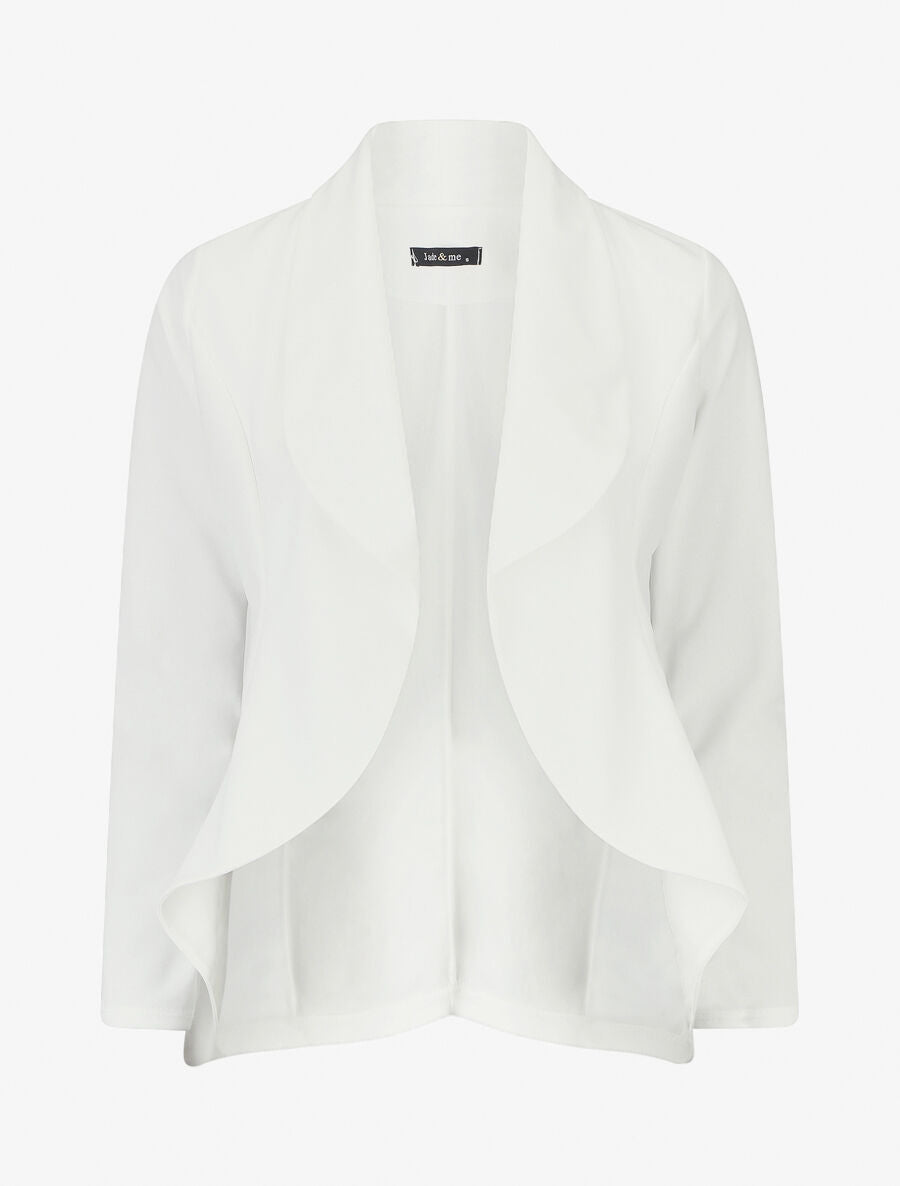 Blazer uni à bords ondulés - Blanc - 1