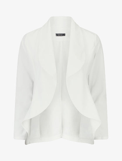 Blazer uni à bords ondulés - Blanc - 1
