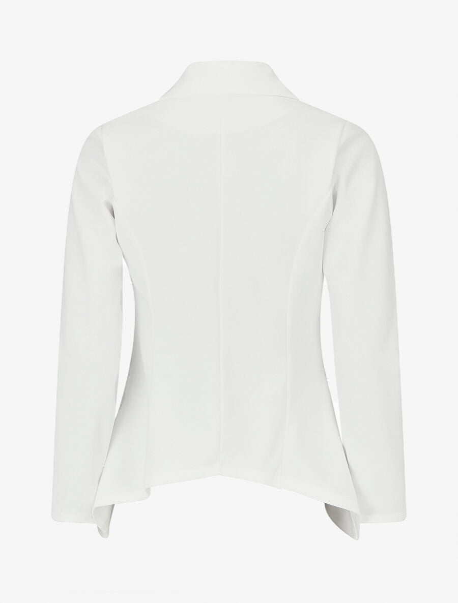 Blazer uni à bords ondulés - Blanc - 2