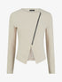 Veste courte à bord fendu asymétrique - Beige - 4