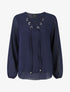 Blouse unie avec lacets - Marine - 5
