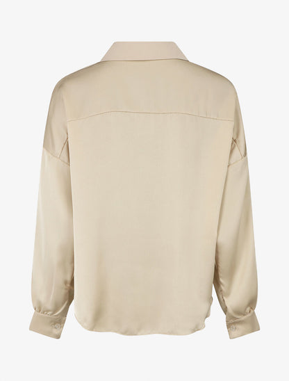 Blouse unie oversize effet satiné - Doré - 2