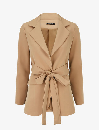 Blazer oversize ceinturé - Camel - 5